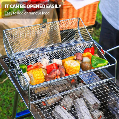 12-Inch Stainless Steel Rolling BBQ Grill Mesh Rotisserie - Image 4