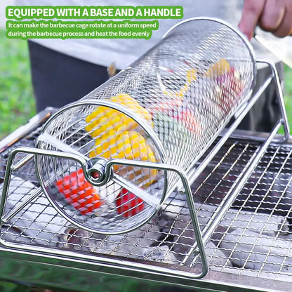 12-Inch Stainless Steel Rolling BBQ Grill Mesh Rotisserie - Image 6