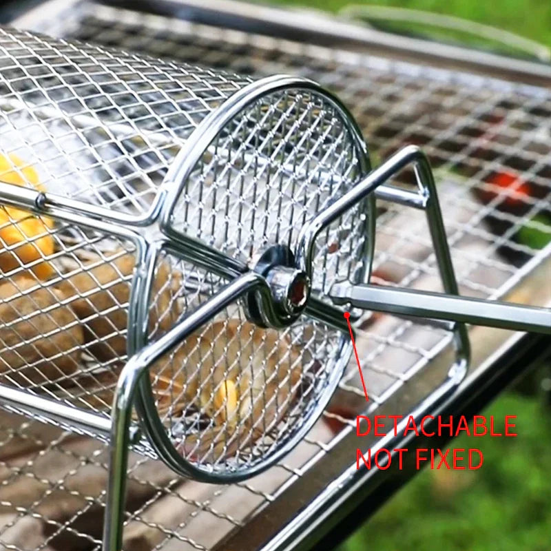 12-Inch Stainless Steel Rolling BBQ Grill Mesh Rotisserie - Image 7