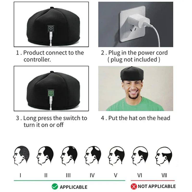 Hair Growth Cap LED Treatment Helmet Black - Image 5