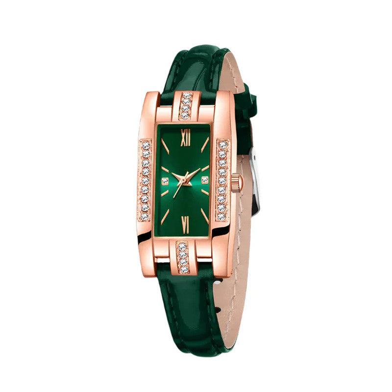Green Womens Quartz Watch Jewelry Gift Set - Image 2