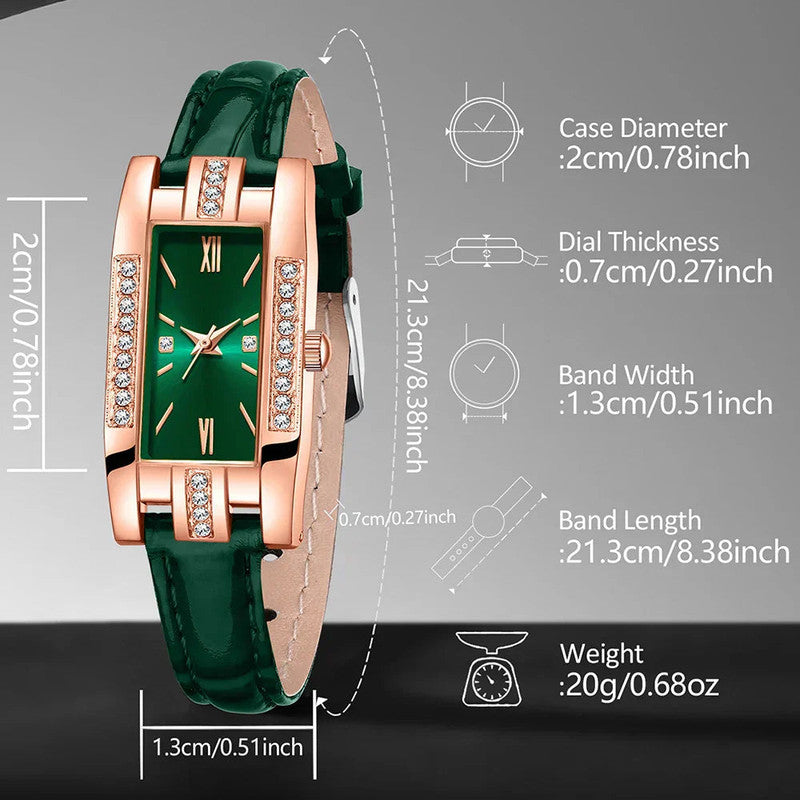 Green Womens Quartz Watch Jewelry Gift Set - Image 4