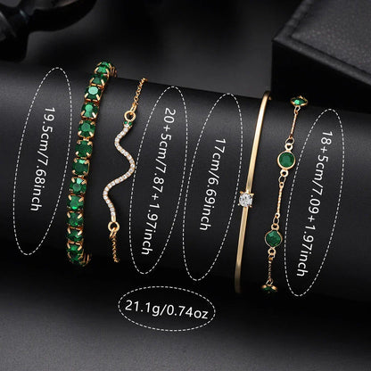Green Womens Quartz Watch Jewelry Gift Set - Image 5