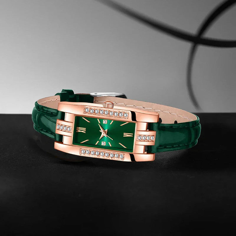 Green Womens Quartz Watch Jewelry Gift Set - Image 6