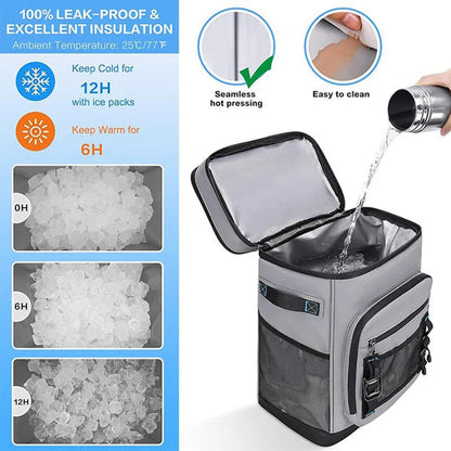 30L Camping Insulated Backpack Hot Cold Storage Gray - Image 3