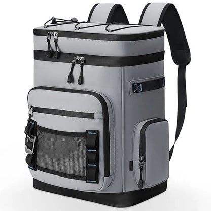30L Camping Insulated Backpack Hot Cold Storage Gray - Image 4