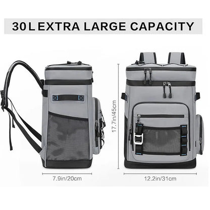 30L Camping Insulated Backpack Hot Cold Storage Gray - Image 6