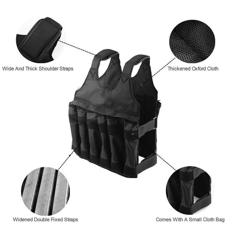 Adjustable 50Kg Weighted Vest For Fitness Training