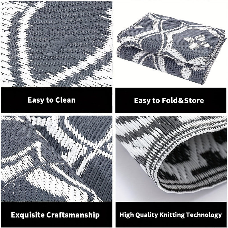 Outdoor Reversible Patio Mat Geometric Pattern - Image 2