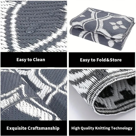 Outdoor Reversible Patio Mat Geometric Pattern - Image 2
