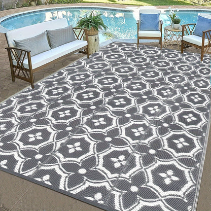 Outdoor Reversible Patio Mat Geometric Pattern - Image 3