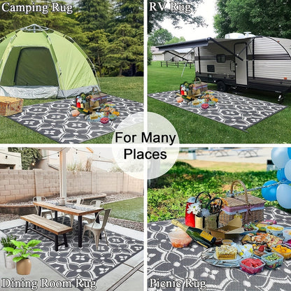 Outdoor Reversible Patio Mat Geometric Pattern - Image 4