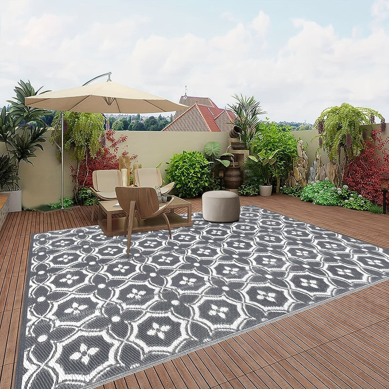Outdoor Reversible Patio Mat Geometric Pattern - Image 5