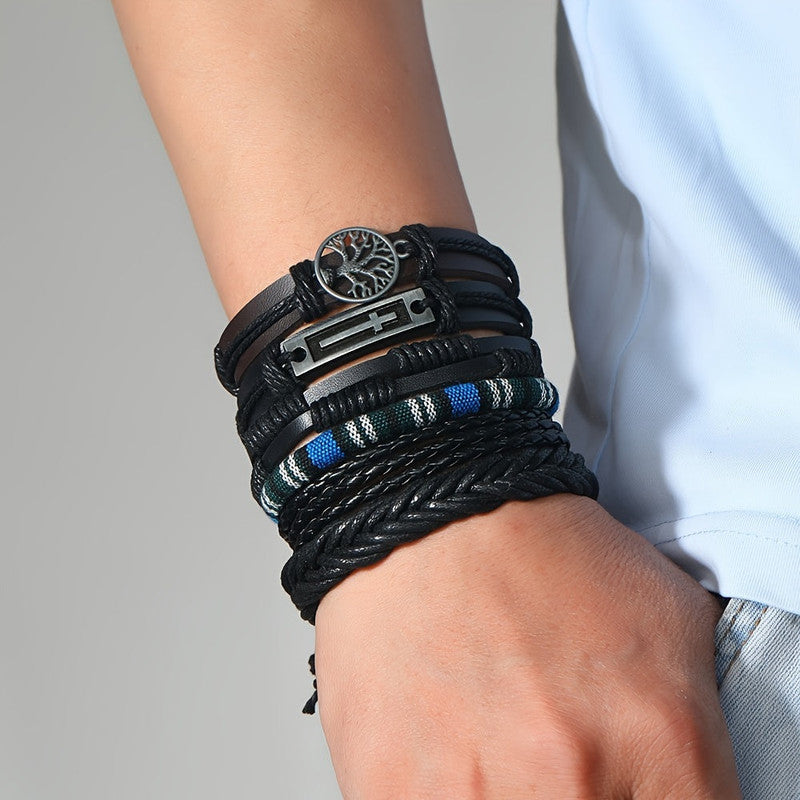 Men's Vintage PU Leather Bracelet Set (36pcs) - Image 2
