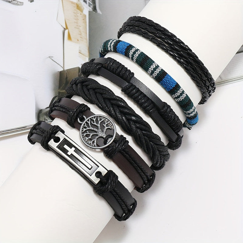 Men's Vintage PU Leather Bracelet Set (36pcs) - Image 3