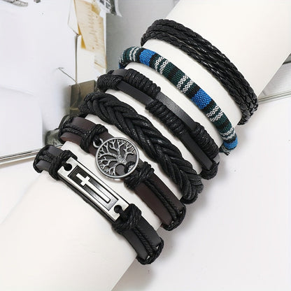 Men's Vintage PU Leather Bracelet Set (36pcs) - Image 3