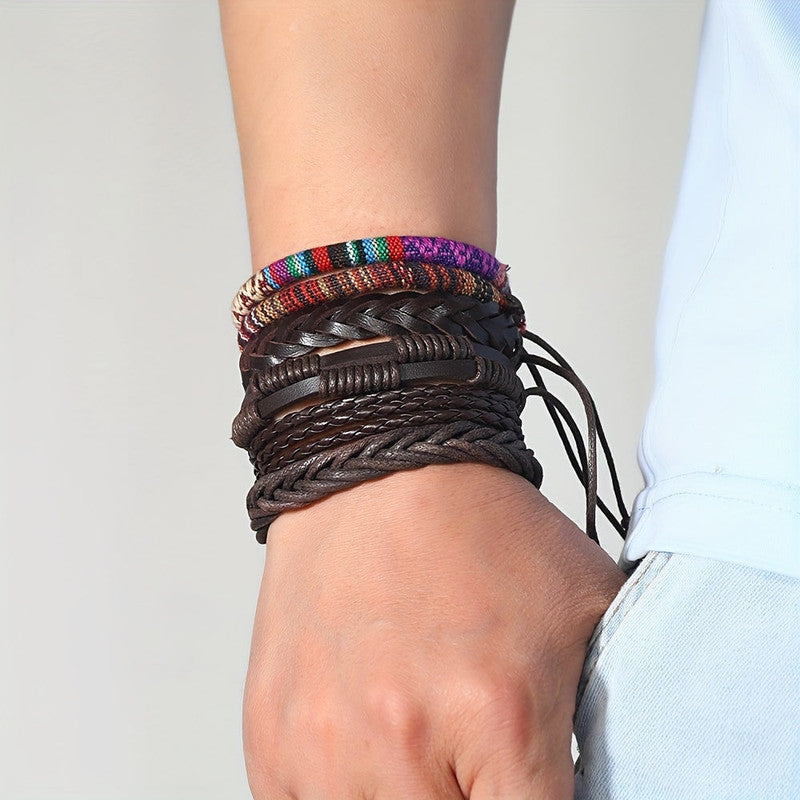 Men's Vintage PU Leather Bracelet Set (36pcs) - Image 4