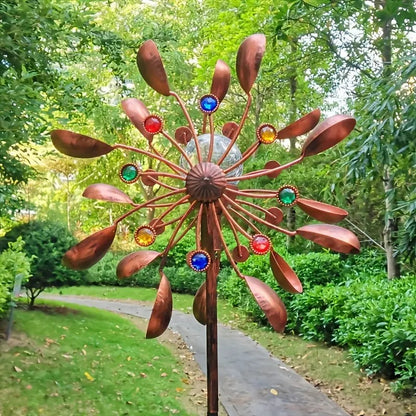 Solar Powered Metal Wind Spinner with LED Lights - Image 3