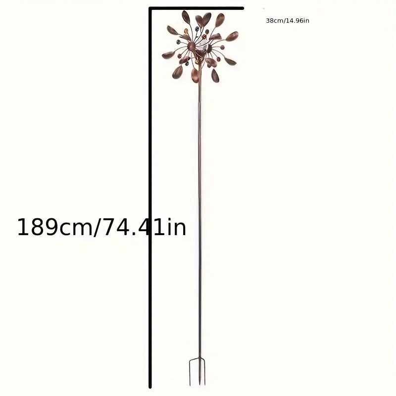 Solar Powered Metal Wind Spinner with LED Lights - Image 5