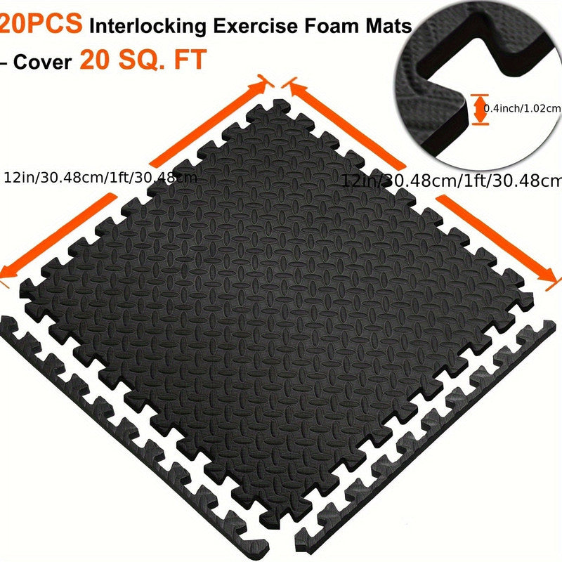 Interlocking Black EVA Fitness Mats Set (20pcs) - Image 4