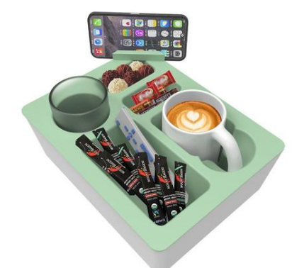 Silicone Sofa Caddy Tray with Cup & Phone Holder - Image 2
