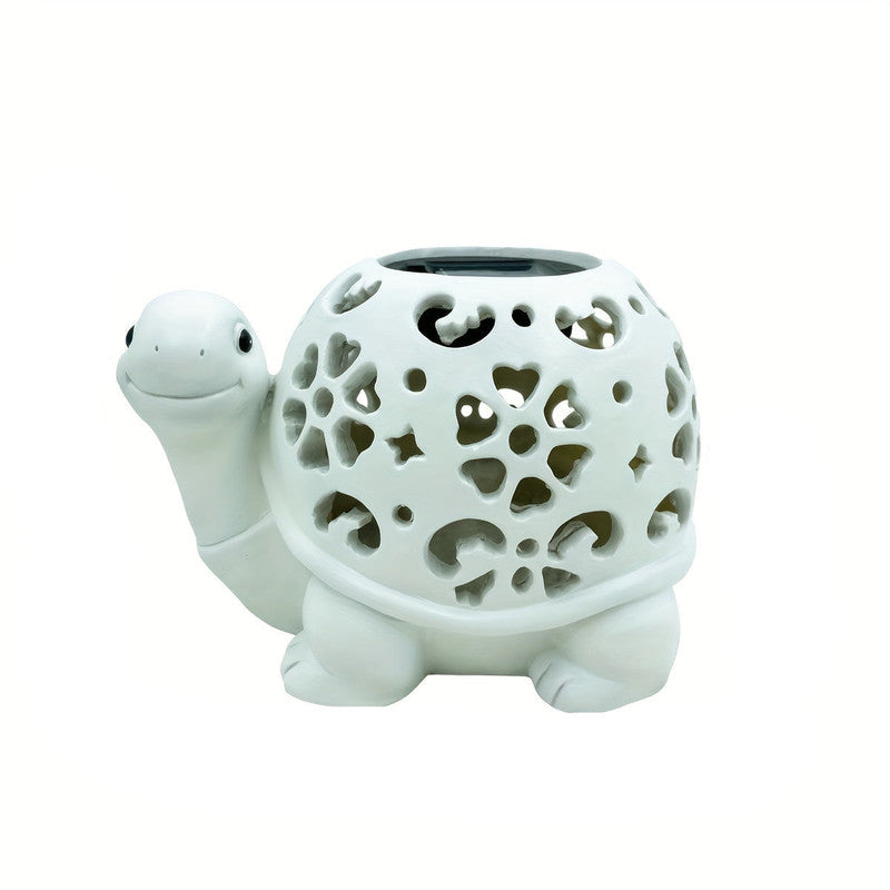 Solar Powered Turtle Light Resin Statue - Image 2