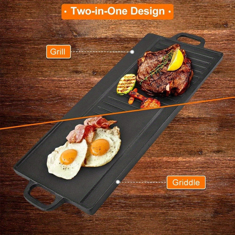 Non-Stick Cast Iron Griddle Pan, Double-Sided Grill - Image 4