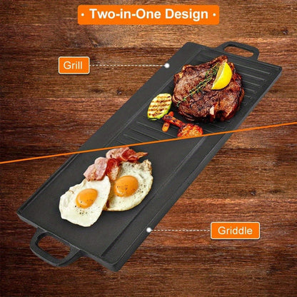 Non-Stick Cast Iron Griddle Pan, Double-Sided Grill - Image 4