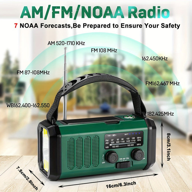 10000mAh Solar-Powered Emergency Radio with Flashlight - Image 6