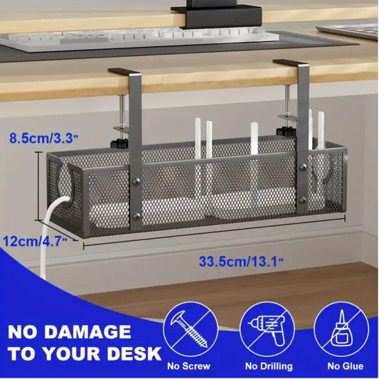 No-Drill Wire Organizer Under-Desk Cable Tray - Image 3