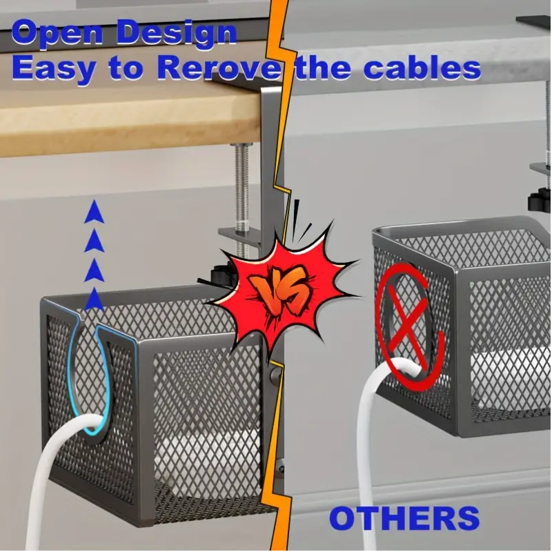 No-Drill Wire Organizer Under-Desk Cable Tray - Image 4