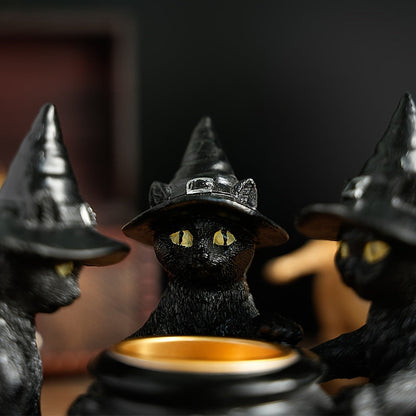 Halloween Witch Cat Sculpture Figurine - Image 2