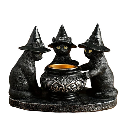 Halloween Witch Cat Sculpture Figurine - Image 3