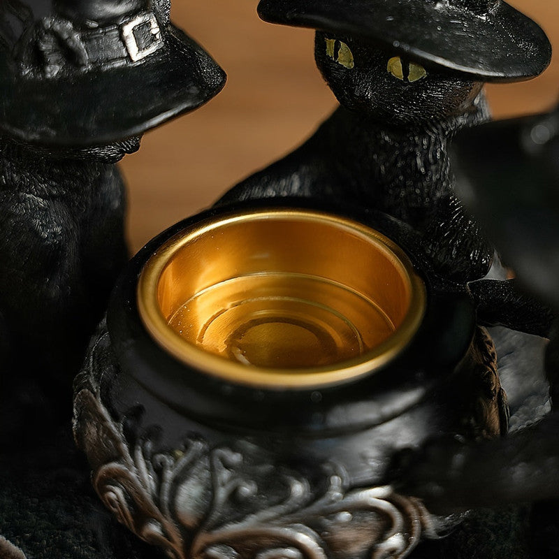 Halloween Witch Cat Sculpture Figurine - Image 4