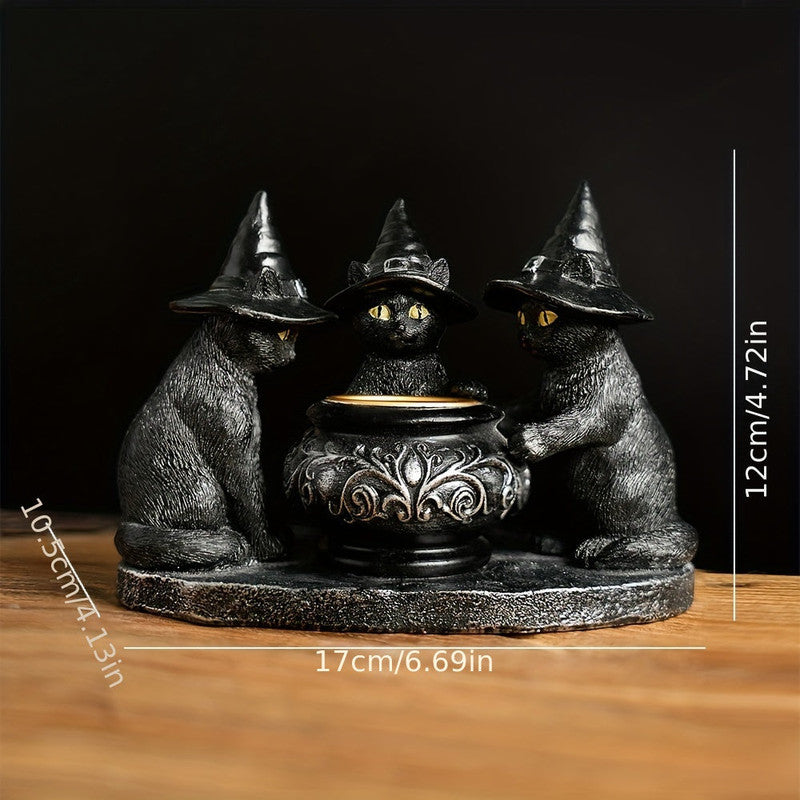 Halloween Witch Cat Sculpture Figurine - Image 5