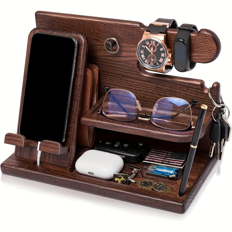 Wooden Desk Organizer Phone Docking Station Stand - Image 3
