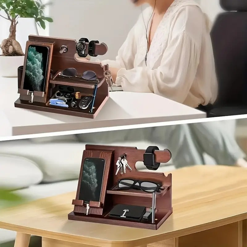 Wooden Desk Organizer Phone Docking Station Stand - Image 4