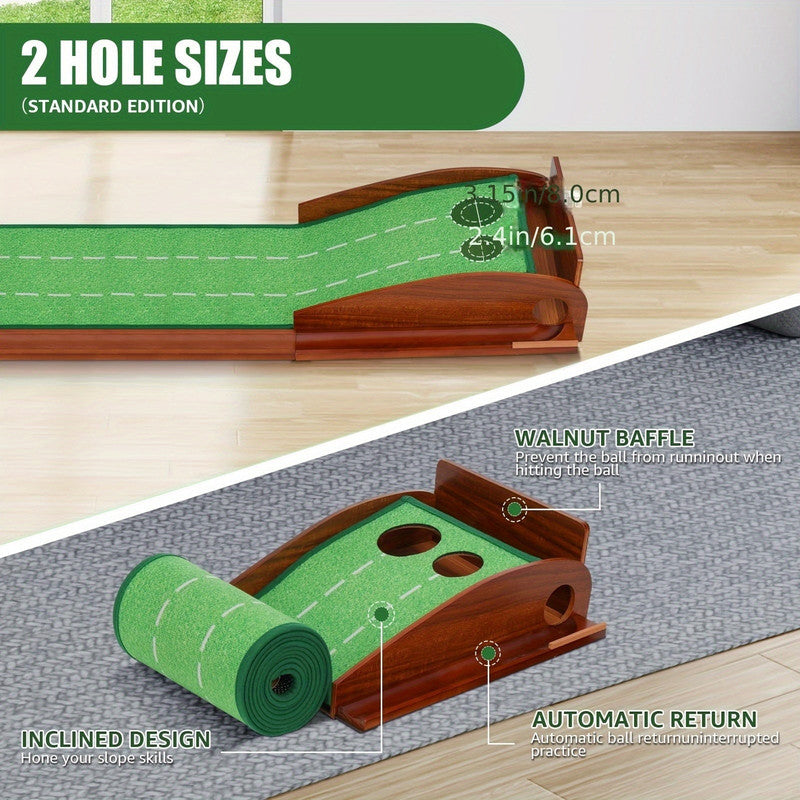 Golf Putting Mat with 2-Hole Training Design - Image 3