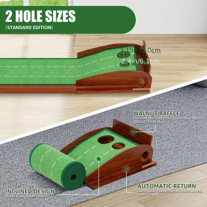 Golf Putting Mat with 2-Hole Training Design - Image 3