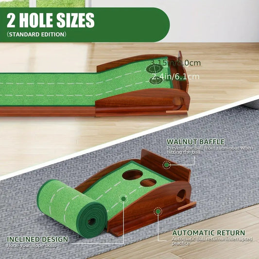 Golf Putting Mat with 2-Hole Training Design - Image 3