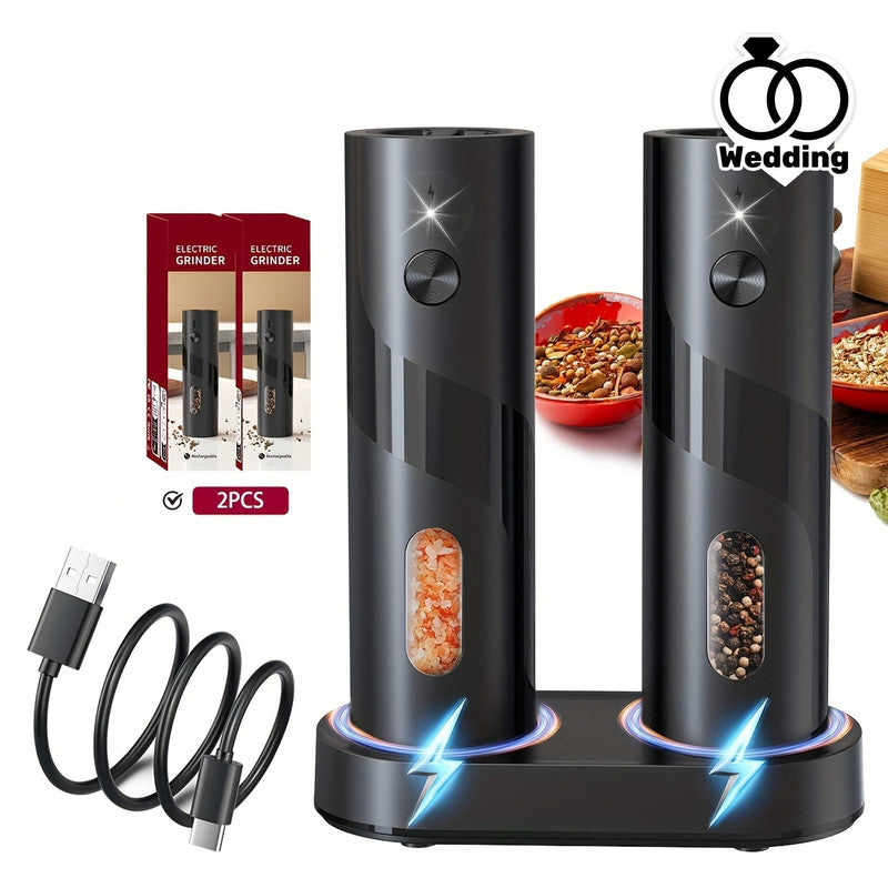 Electric Salt & Pepper Grinder Set with Charging Base (2 pcs) - Image 2
