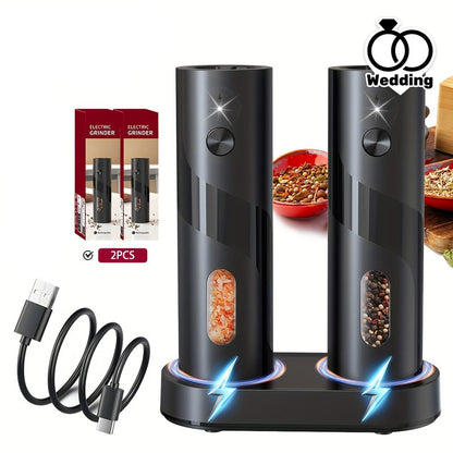 Electric Salt & Pepper Grinder Set with Charging Base (2 pcs) - Image 2