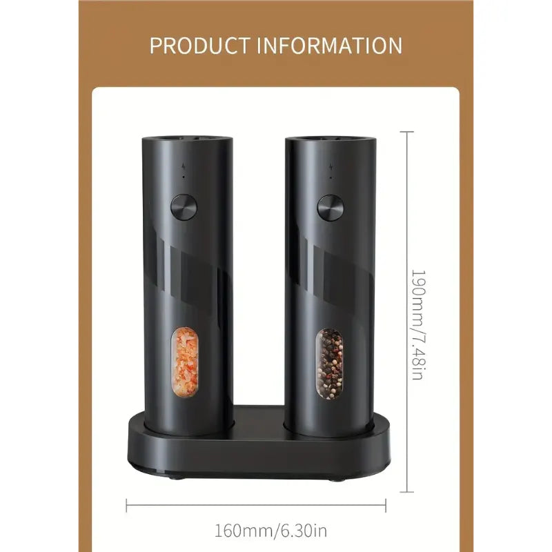 Electric Salt & Pepper Grinder Set with Charging Base (2 pcs) - Image 5