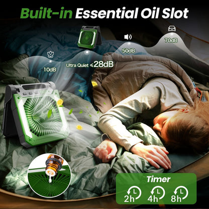 20000mAh Solar Camping Fan with LED Light - Image 5