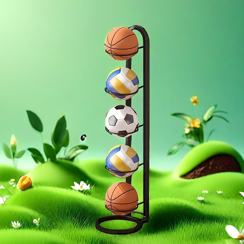 Metal Sports Ball Rack Organizer Stand (5-Tier) - Image 2