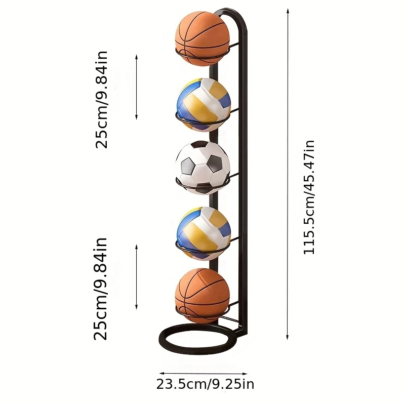 Metal Sports Ball Rack Organizer Stand (5-Tier) - Image 3