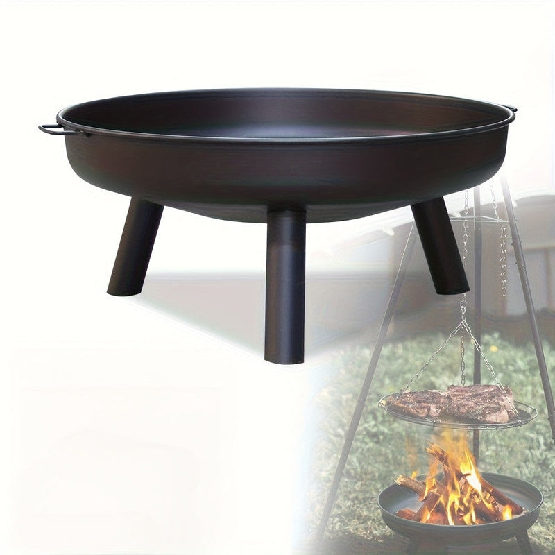 Outdoor Metal Fire Pit Bowl with Handles & Legs - Image 3