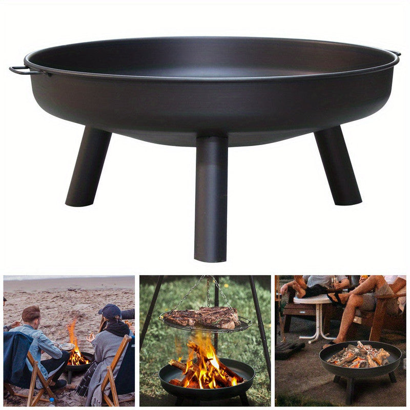 Outdoor Metal Fire Pit Bowl with Handles & Legs - Image 4