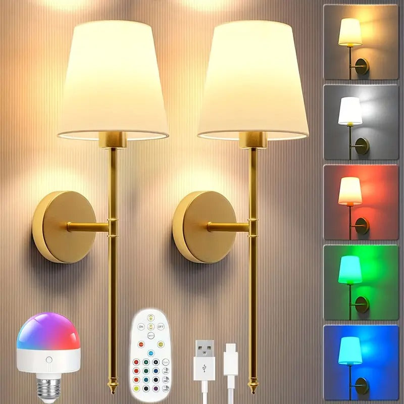 Battery Wall Sconces Set of 2 with Remote - Image 3