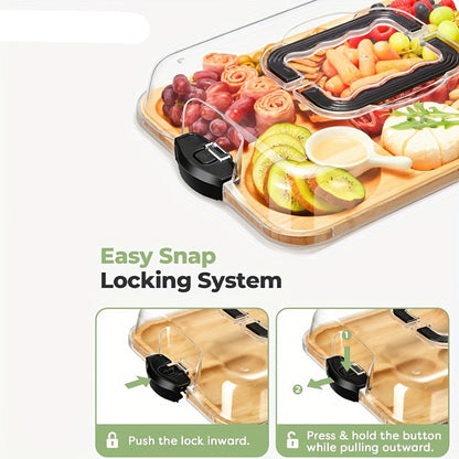 Bamboo Cheese Tray with Acrylic Lid - Image 2